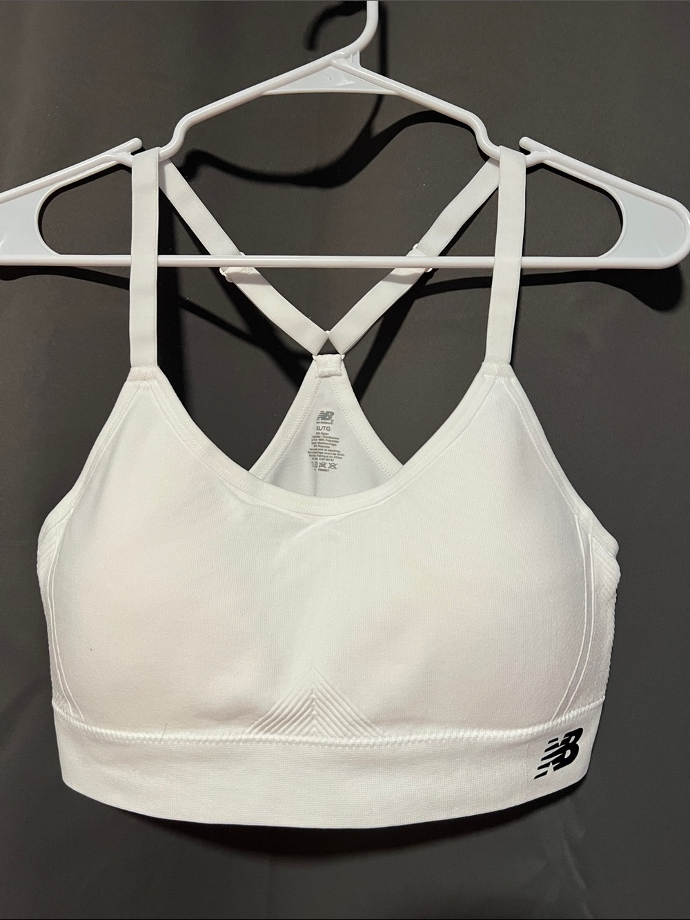 New Balance White Crossback Strappy Sports Bra